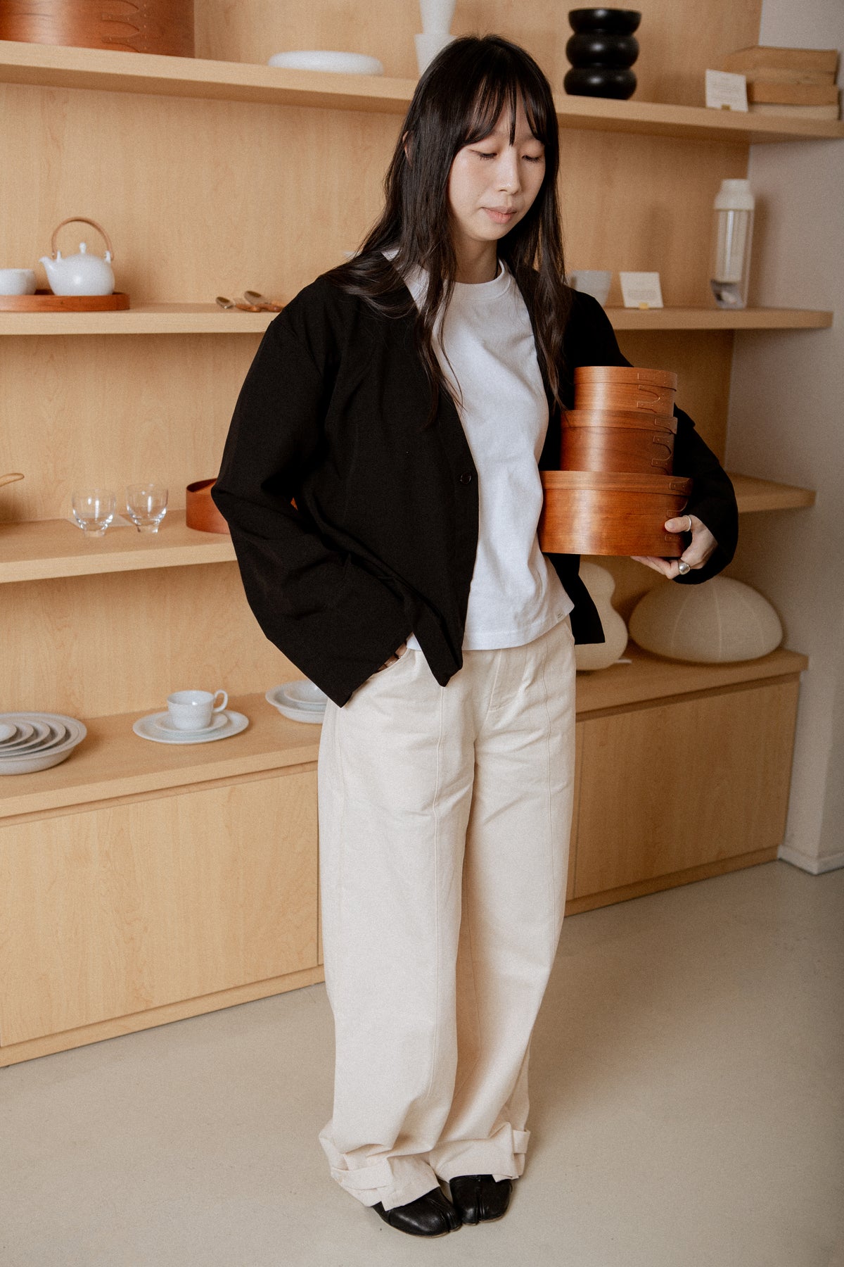 Relaxed Barrel Pants in Ecru