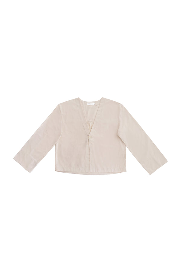Collarless Jacket in Ecru