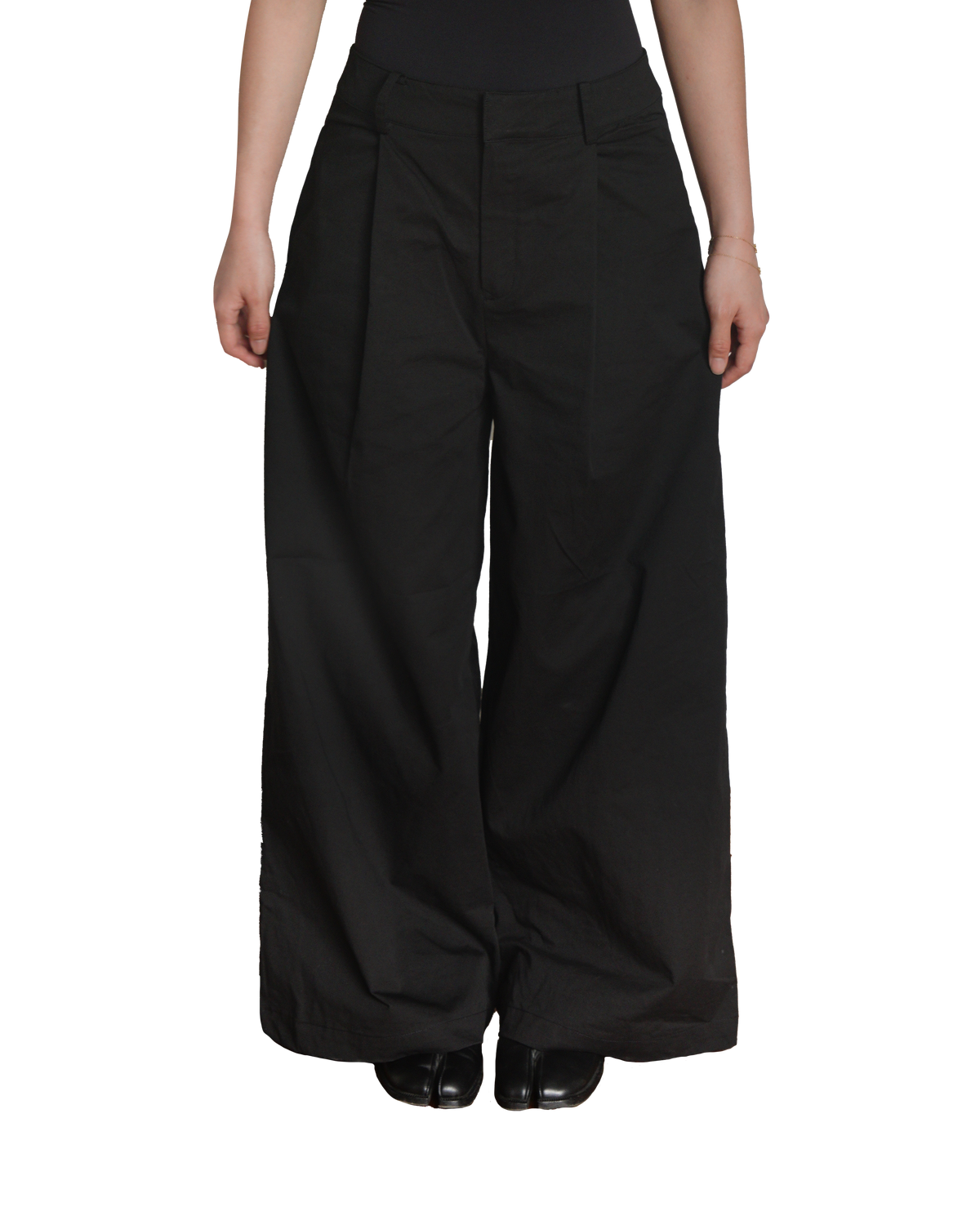 Wide Leg Cotton Pants in Ink