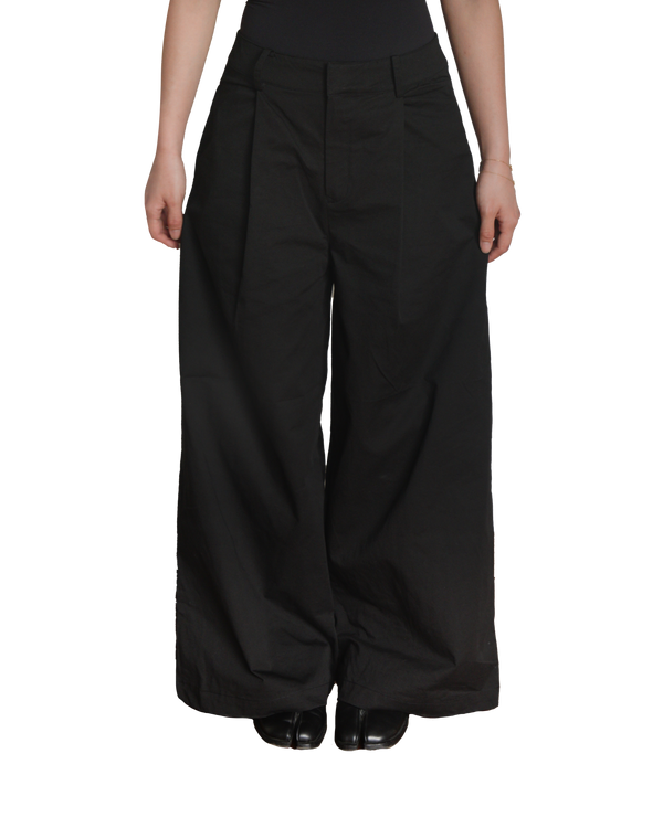 Wide Leg Cotton Pants in Ink