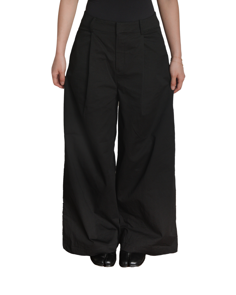 Wide Leg Cotton Pants in Ink